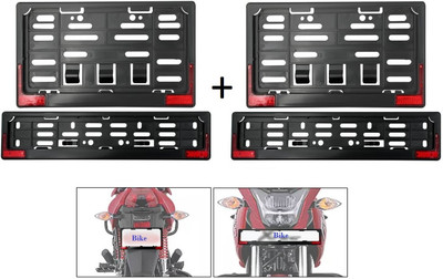 spaziogold Bike Number Plate Frame With Reflector(Standard Size for All Bikes)- Set of Two Bike Number Plate(Plastic 30 cm  x  12 cm)