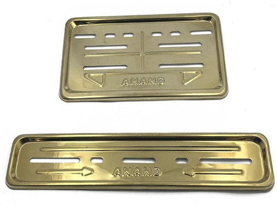SRPHERE Bike Golden Number Plate Set of Two for Honda CB Unicorn 150 Bike Number Plate(Steel 15 cm  x  5 cm)