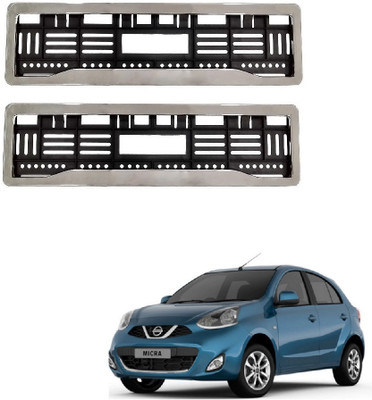 SPREADX Car Chrome number plate frame protective holder for Nissan Micra Type-2 Car Number Plate(Plastic 14 cm  x  2 cm)