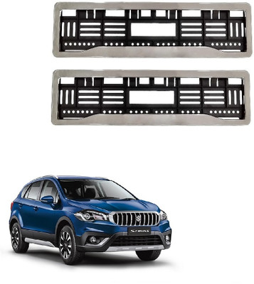 SPREADX Car Chrome number plate frame protective holder for Maruti Suzuki S-Cross Type-2 Car Number Plate(Plastic 14 cm  x  2 cm)
