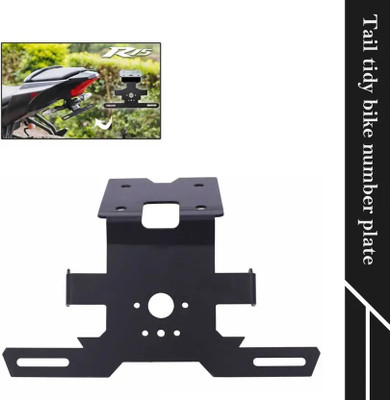 AIRSKY Motorcycle Bike Cnc Adjustable R15 V3 V4 V4M Tail Tidy Black Bike Number Plate(Cast Iron 15 cm  x  10 cm)