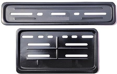 GLAM GRAB UNIVERSAL BLACK NUMBER PLATE FRAME FONT AND BACK Car Number Plate(Iron 30 cm  x  11 cm)