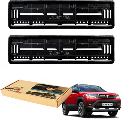 WolkomHome car number plate frame Plates Holders frame for Brezza 2022 Car Number Plate(Plastic 20 cm  x  5 cm)