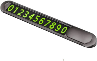 BHOOLU&GOOLU Temporary Car Parking Luminous Hide Number Card Display - Black - 1 Pc/Pack Car Number Plate(Aluminium 1.8 cm  x  1 cm)