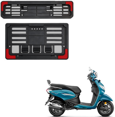 JMA TRADING Plastic Number Plate Holder with Red Corners for PLEASURE+ XTEC Bike Number Plate(Plastic 22.7 cm  x  6.5 cm)
