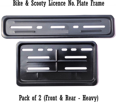 Ramanta Metal Body Heavy Bike Scooter Licence Number Plate Frame Front-Rear Set of 2 Bike Number Plate(Iron 30 cm  x  12 cm)
