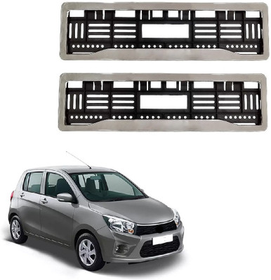 SPREADX Car Chrome number plate frame protective holder for Maruti Suzuki Celerio Type-2 Car Number Plate(Plastic 14 cm  x  2 cm)