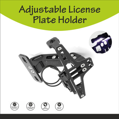 Huims Heavy Quality Motorcycle Bike CNC Adjustable Number Plate Frame Holder With LED Bike Number Plate(Aluminium 15 cm  x  15 cm)