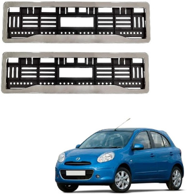 SPREADX Car Chrome number plate frame protective holder for Nissan Micra Type-1 Car Number Plate(Plastic 14 cm  x  2 cm)