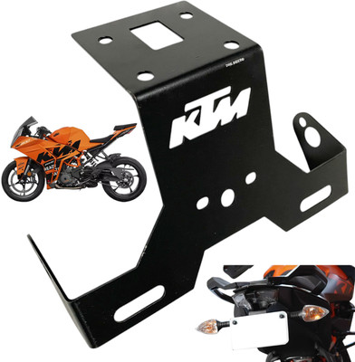Dhe Best Bike Tail Tidy Number Plate Holder With Name Bracket Black For KTM RC 200 Bike Number Plate(Iron 10 cm  x  5 cm)