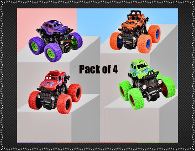 Shivsoft Cars Toys for Boys Mini Monster Trucks 4wd Friction Powered Cars for KidsN308(Multicolor, Pack of: 4)