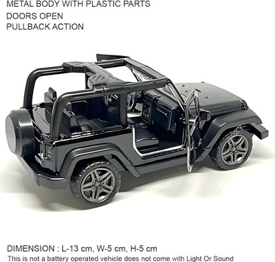vishaltoys Thar 1:32 Scale Model Car - Open Top | Die-Cast Metal | Pull-Back Mechanism(Black, White, Pack of: 1)