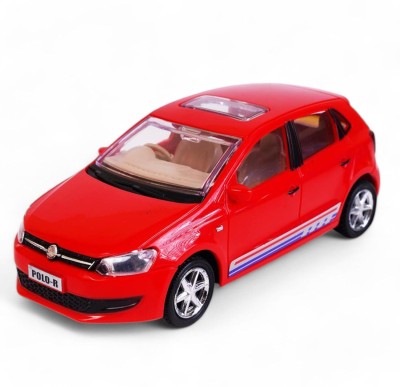 SABIRAT Polo R Die-Cast Model Car, Pull Back Action, Pull Back Action, Excellent Body(Red, Pack of: 1)