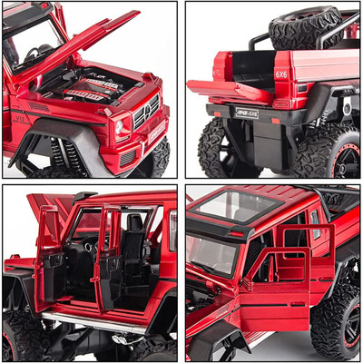 DEZICON 1:24 Alloy DieCast Metal Car AMG GTR 6X6 Openable Door Light Sound Pullback car(Red, Pack of: 1)