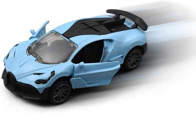 Kavya Enterprises Bugatti Die Cast Metal Car Toy Scale Model with Opening Doors Pull Back Cars Toy(Sky Blue, Black, Pack of: 1)