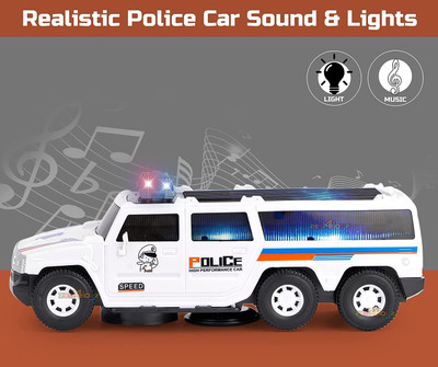 GoBaby 360 Degree Rotating Musical Rotating Police Car Toy with Lights(White)