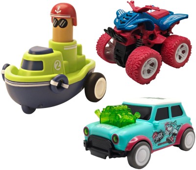 Vaniha Unbreakable Four-Wheel Drive Friction Powered Diecast Toy Set-R9(Multicolor, Pack of: 3)