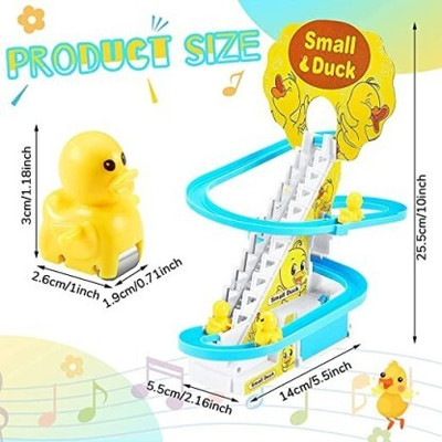 MAITRI ENTERPRISE Funny Automatic Stair-Climbing Ducklings Race Track 3 Duck Slide Toy Set M34(Yellow, Pack of: 1)