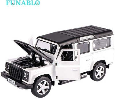 FUNABLO Diecast Land Rover DefenderToy Car Scale Model,Pull Back Vehicles Supercar(White)