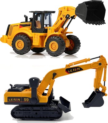 deoxy Excavator Construction JCB and Construction Loader JCB truck toys combo for kids(Yellow, Pack of: 2)