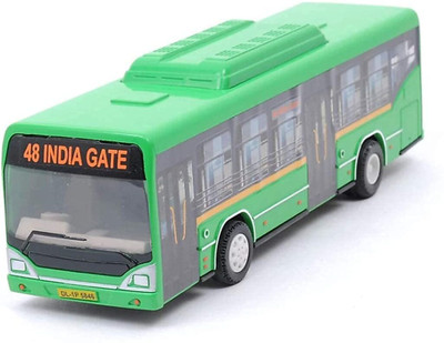 Play Haven Low Floor Bus Green with 6 Wheels- Pull Back Action(Green, Multicolor, Pack of: 1)