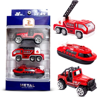 Toy Cloud Free Wheel Die-Cast 3pcs Metal Fire Vehicle Set-1 Pcs, 1:64 Scale Model Toys(Multicolor)