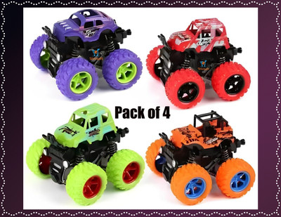 Shivsoft Cars Toys for Boys Mini Monster Trucks 4wd Friction Powered Cars for KidsN218(Multicolor, Pack of: 4)