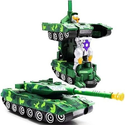 Toyo Tank Transform Robot: 2-in-1 Military Toy with Lights & Sounds(Green, Pack of: 1)