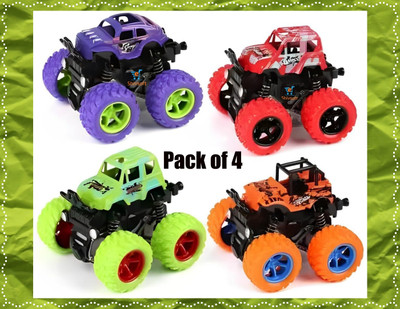 Shivsoft Cars Toys for Boys Mini Monster Trucks 4wd Friction Powered Cars for KidsN133(Multicolor, Pack of: 4)