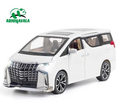 ARNIYAVALA 1/32 TOYOTA Alphard Car Toy Diecast Van Model Vehicle Pull Back Sound Car(White)