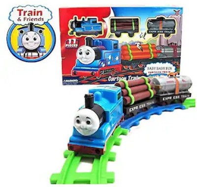 KAVANA Battery Operated Cartoon Thomas Train Toy Track Set for Kids Sound with Lights(Multicolor, Pack of: 1)