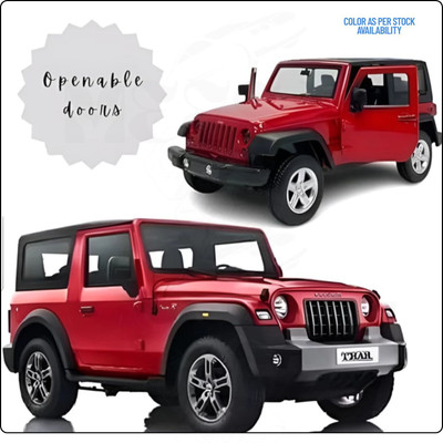 Meesaj Thar Die-Cast Toy – Stylish 1:32 Model with Pull Back Mechanism, Music & Lights(Red, Pack of: 1)