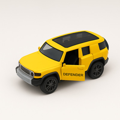 Meetul Enterprise Die-Cast Defender Toy Car – Pull Back Action & Openable Doors-3+ age group(Yellow, Black, Pack of: 1)