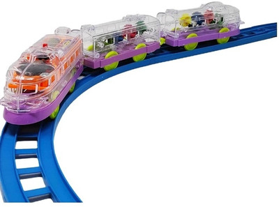Veryke Musical Train Set with Track Rotating Gears Transparent Body Battery Operated(Multicolor, Pack of: 1)