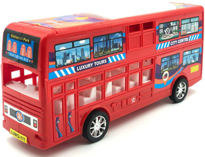 JVTS Medium Size Double Decker Plastic Bus Friction Toy (Red Color, Pack of: 1)(Multicolor)