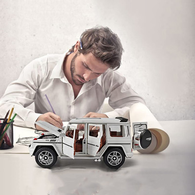 DEZICON DieCast 1:24 Metal Model G-Wagon Vehicle Toy Car pullback Open Door Music Light(White, Pack of: 1)