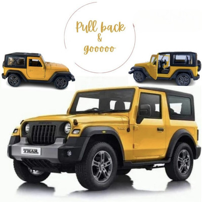 Sipperly Premium 1:32 Alloy DieCast Thar Jeep Toy Car, Pull-Back, Open Doors, 6 Inch(Yellow, Pack of: 1)