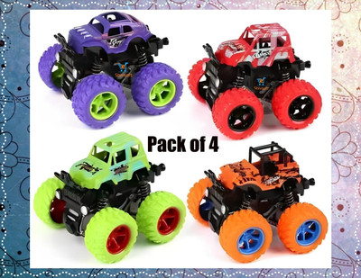 Shivsoft Cars Toys for Boys Mini Monster Trucks 4wd Friction Powered Cars for KidsN173(Multicolor, Pack of: 4)