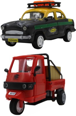 neoinsta shopping 3 wheeler tempo and taxi combo vehicle toys for kids 2(Multicolor, Pack of: 2)