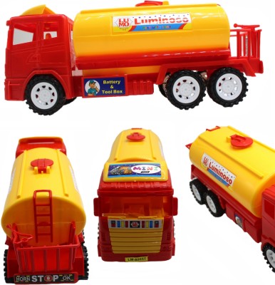neoinsta shopping Friction Powered Plastic oil tanker construction truck Red|Yellow toy(big)(Red, Yellow, Pack of: 1)