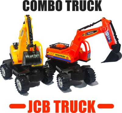 Khelna Bati JCB Construction Vehicle 2 in 1 with 180 Degree Rotation Truck Toy (Combo Pack)(Orange, Yellow, Pack of: 2)