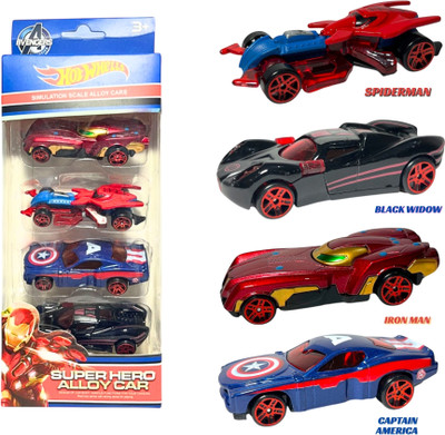 Vuniqo Company Hot Wheels Avengers Edition Die-Cast Metal Car For Kids Super Hero Car Pack Of 4(Multicolor, Pack of: 4)