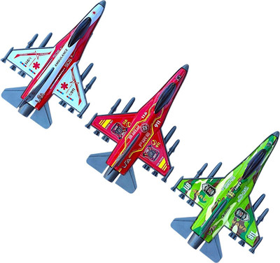 Sharvil enterprises Die Cast Aeroplane 3 Pcs Pack - Durable Metal Construction (Multicolor)(Multicolor, Pack of: 1)