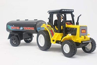 YUIOP - Tractor With Water Tanker - Pull Back Spring Action Tractor Toy - No Remote(Yellow, Pack of: 1)