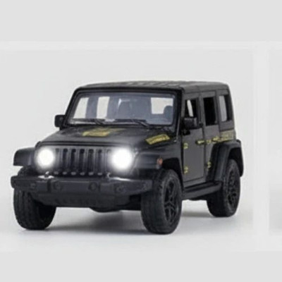 shyamkriyog Jeep Rubicon Model Car - Black Metal Toy with Openable Doors, Sound & Lights(Black, Pack of: 1)