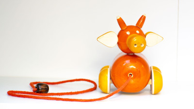 BommaToys Cow Pull Along(Orange, Pack of: 1)