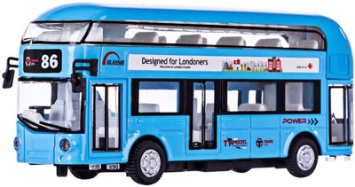 SKBD Die-cast Metal Alloy London Long Bus Double Decker Bus blu SKD(Blue, Pack of: 1)