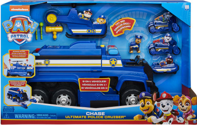 PAW PATROL Chase's 5-in-1 Ultimate Police Cruiser Toy Vehicle Light and Sound Toy for Kids(Multicolor, Pack of: 1)