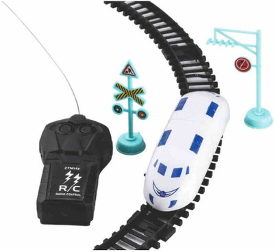 RIGHT SEARCH Train Toy Set with Track, Signal Accessories & DIY Assembly(Black, White)