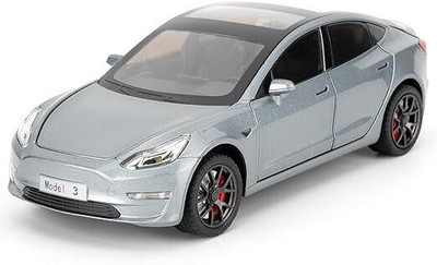 AHBHT 1:24 Tesla Model 3 car Alloy Metal Pull Back Die-cast Model with Sound Light(Grey, Pack of: 1)
